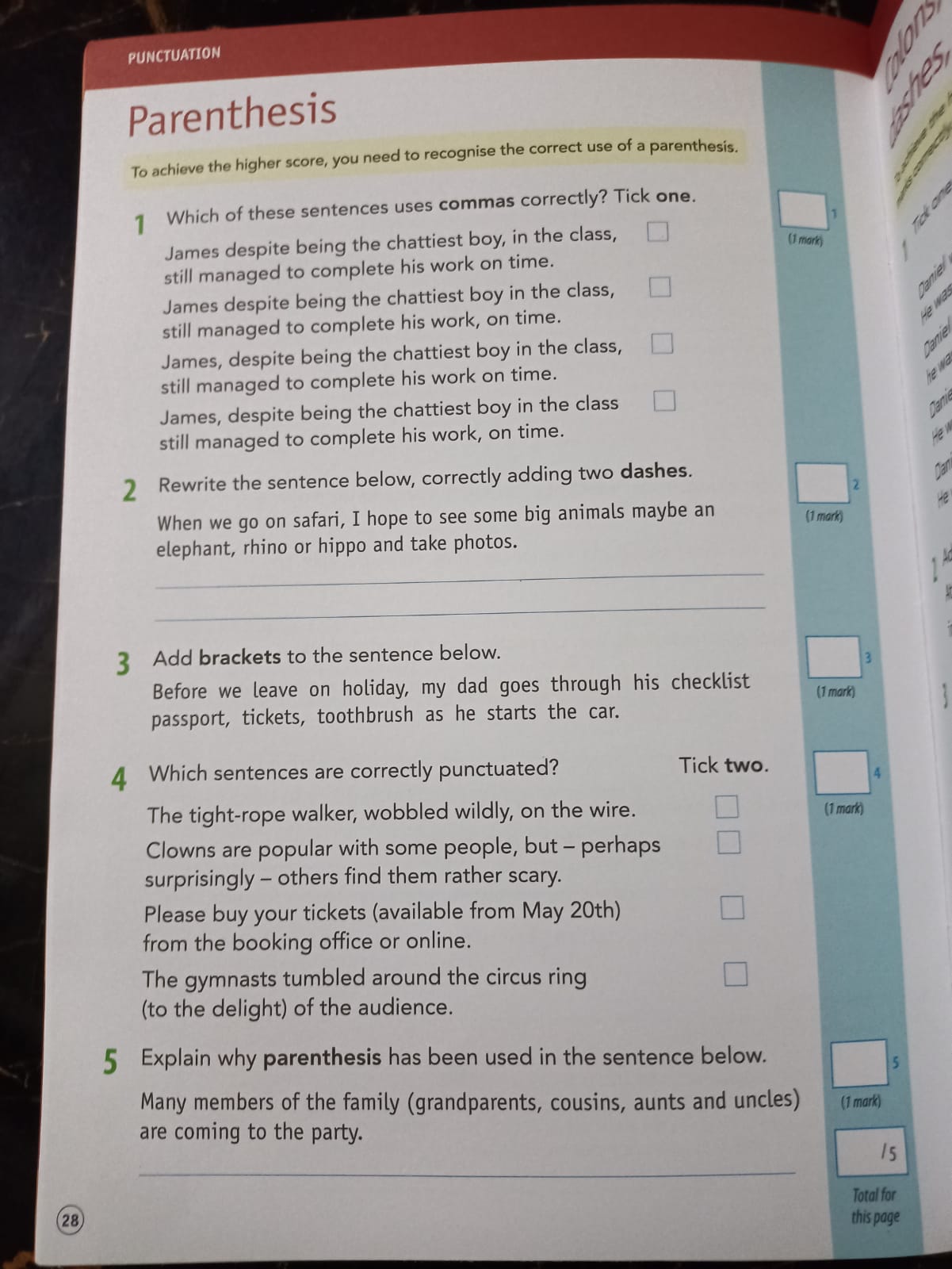 GRAMMAR, SPELLING AND PUNCTUATION