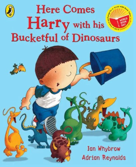 Here comes Harry with his bucket full of dinosaurs