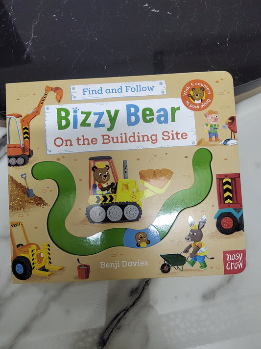 Find and follow BIZZY BEAR on the building site