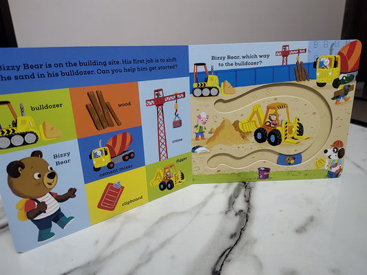 Find and follow BIZZY BEAR on the building site